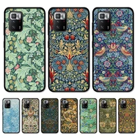 william morris strawberry thief phone case for redmi note 10 9 8 6 pro 8t 5a 4x x 5 plus 7 7a 9a k20 cover