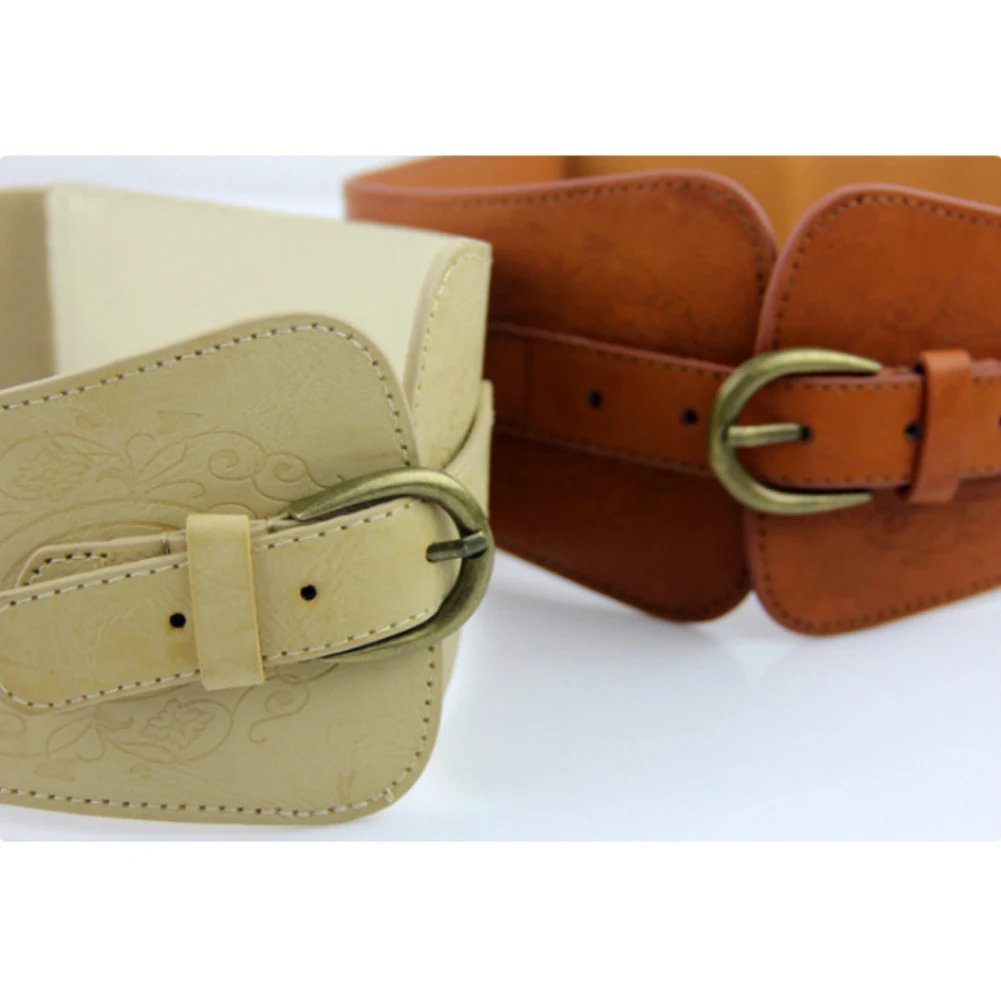 

Women Imitation Leather Decorative Pin Buckle Casual Adjustable Simple Totem Fashion Wide Elegant Waist Belt Wasitband Gifts
