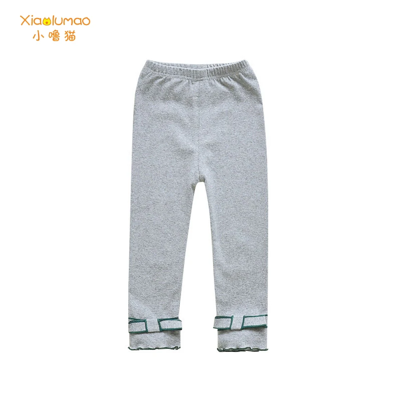 

Korean Kids Plus velvet Legging Girls 2020 Bow Decoration Trousers Autumn Winter Child Solid color Elasticity Slim Girls Pants
