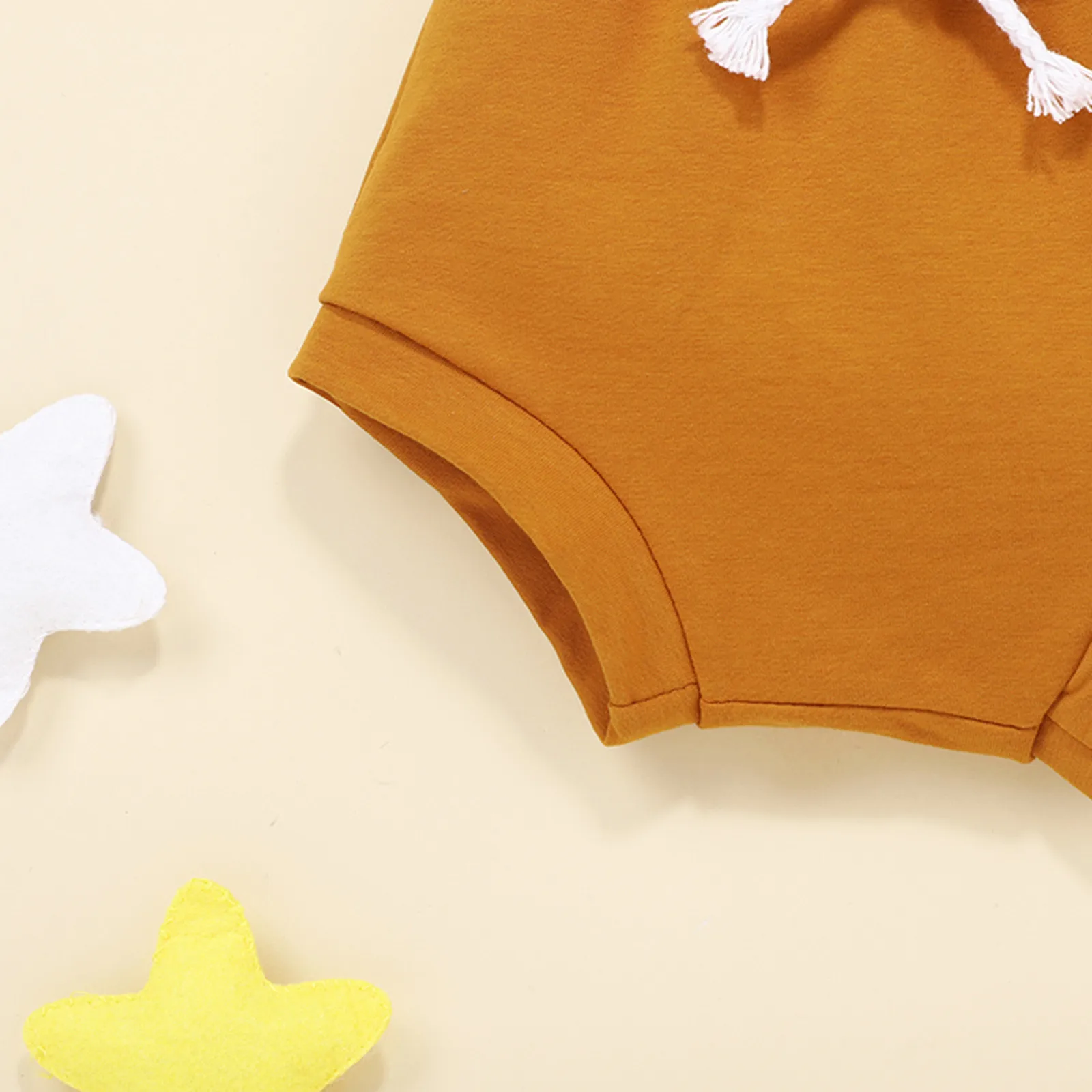 

2 Pieces Kids Baby Girls Suit Set Rainbow Print Round Collar Short Sleeve Romper+ Solid Color Shorts for Summer White Clothes