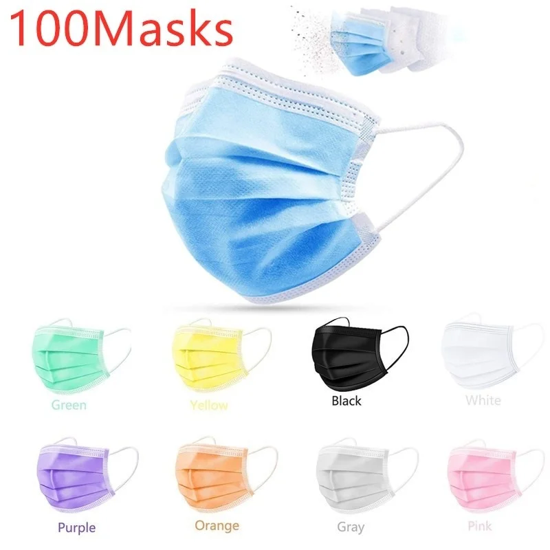 Одноразовые Уход за кожей лица крышка 3-слойная Нетканая Чехлы рот нос тени для