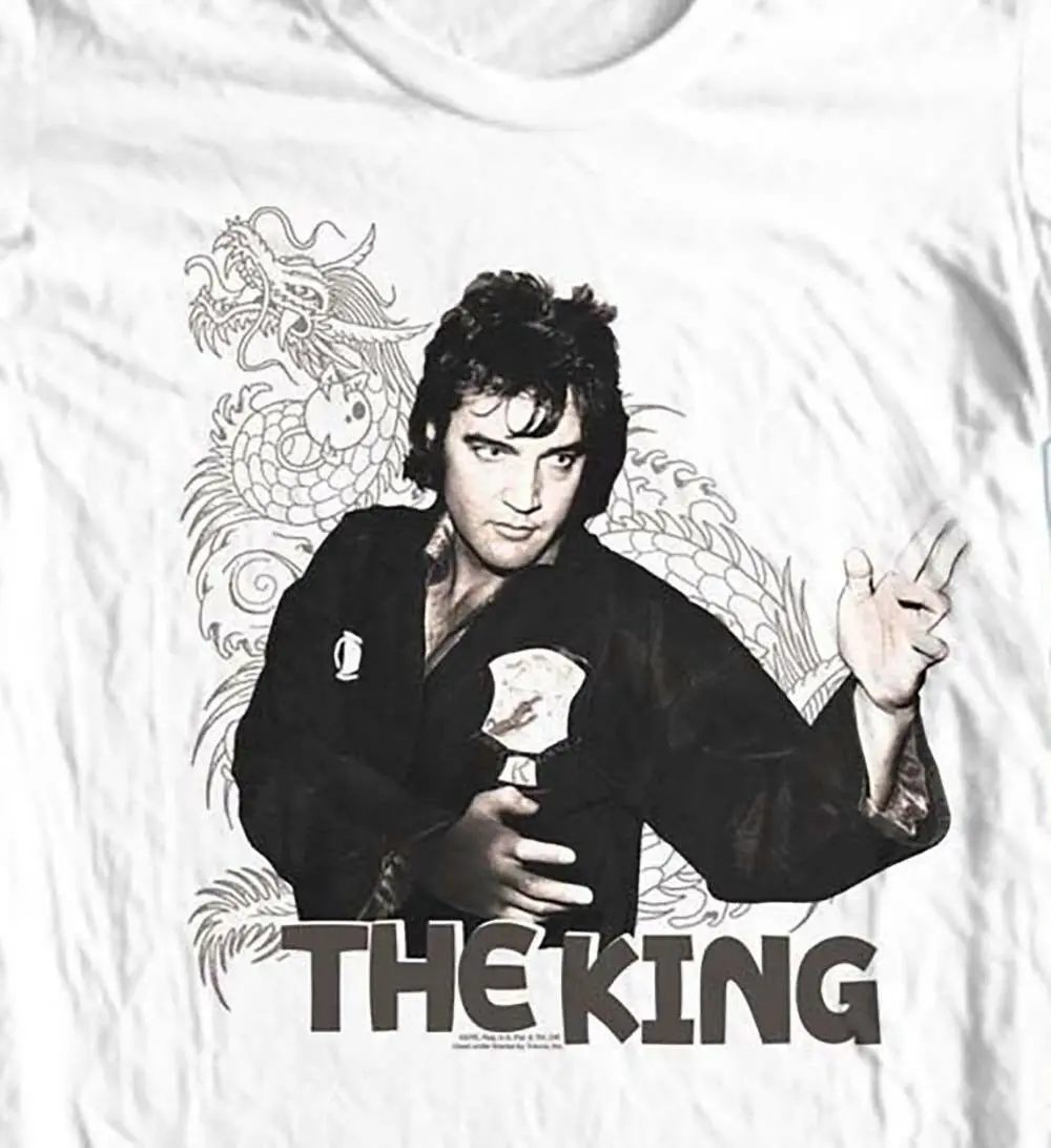Винтажная Ретро футболка Elvis Presley The King для каратэ в стиле 70-х рок-н-роллов модный