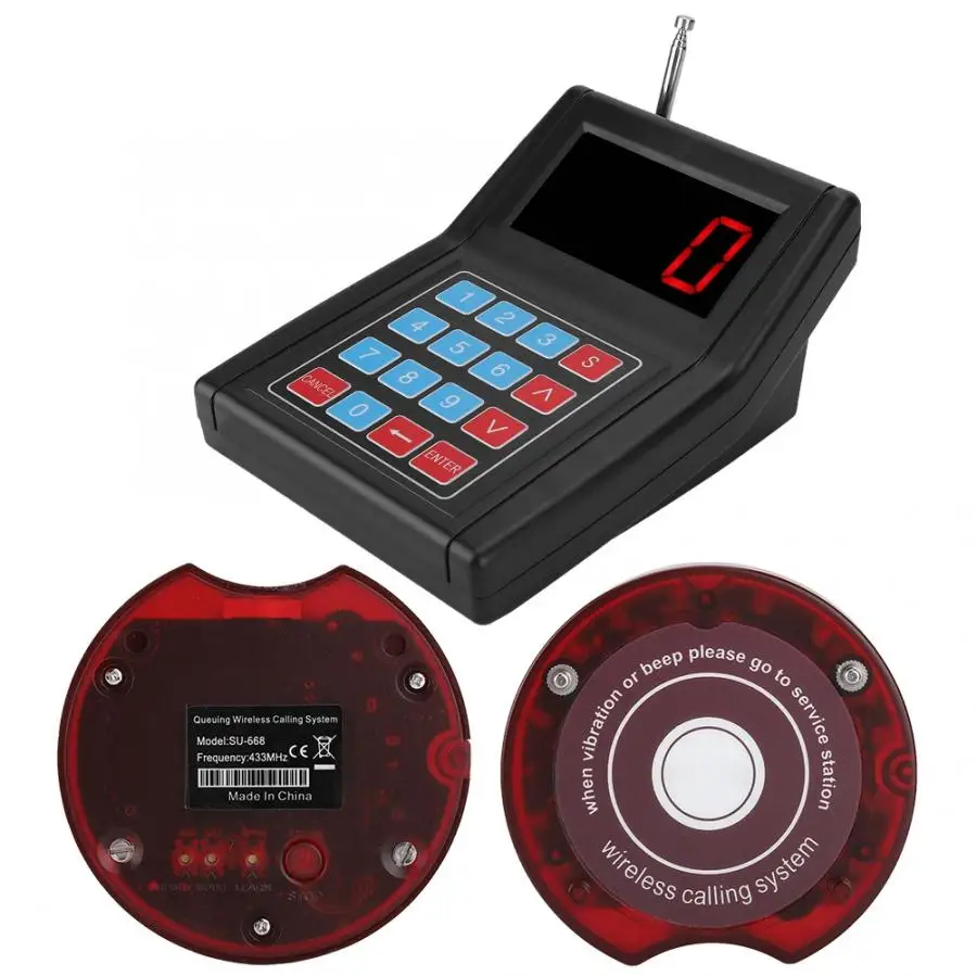 SU-668 Restaurant Pager with 10pcs Red Coaster Receiver Calling Pagers for Wireless Guest Paging Queuing System 100-240V | Компьютеры и