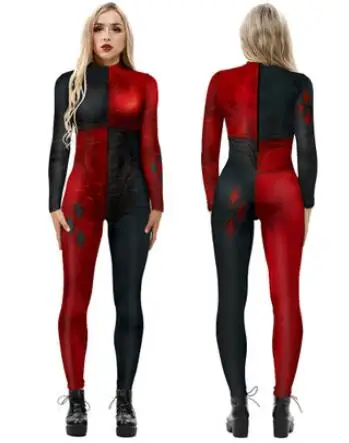 

New Arrival Women Halloween Cosplay Costume Digital Print Women's Cosplay Long-sleeve Jumpsuit DT1039