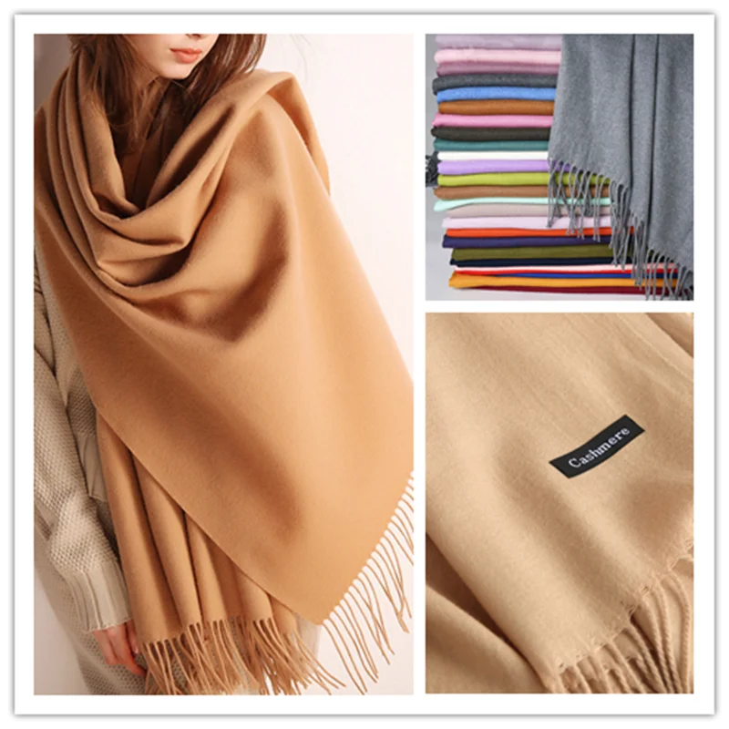 

JTVOVO RUNMEIFA 2021 New Cashmere Pashmina Solid Color Fringed Fringe Large Size Shawl Thin Women's Fashion Scarf Hijab Bandana