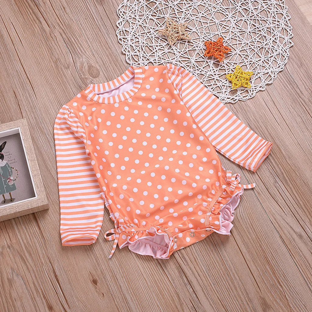 Детская пляжная одежда с волнистыми полосками для маленьких девочек купальник в
