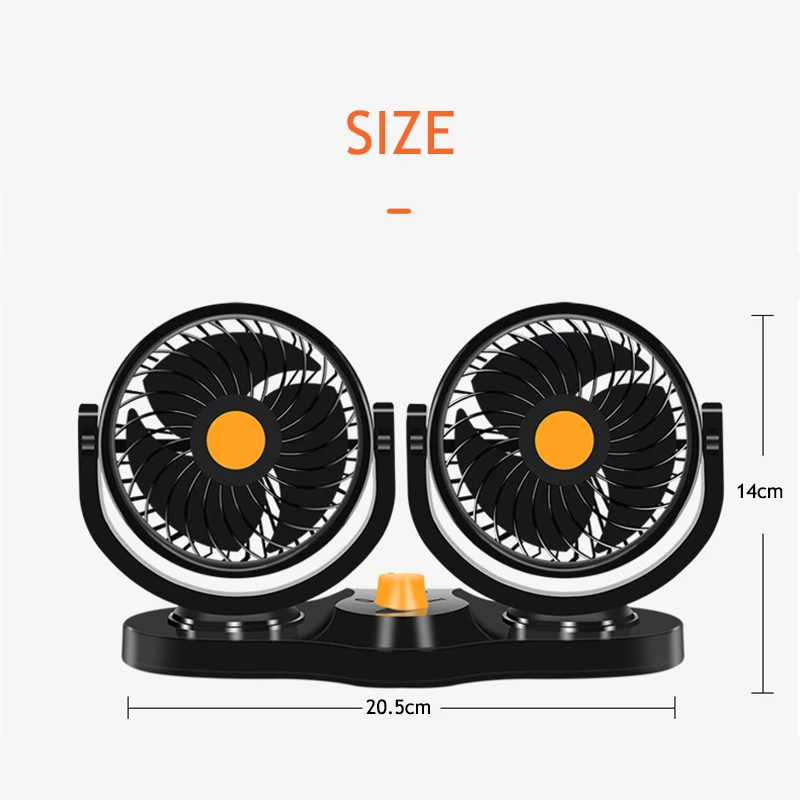 

Car Dual Fan Car Interior 360 Degrees-round Cooling Fan Swing Fan Ventilation Board Summer 12V/24V Car Accessories