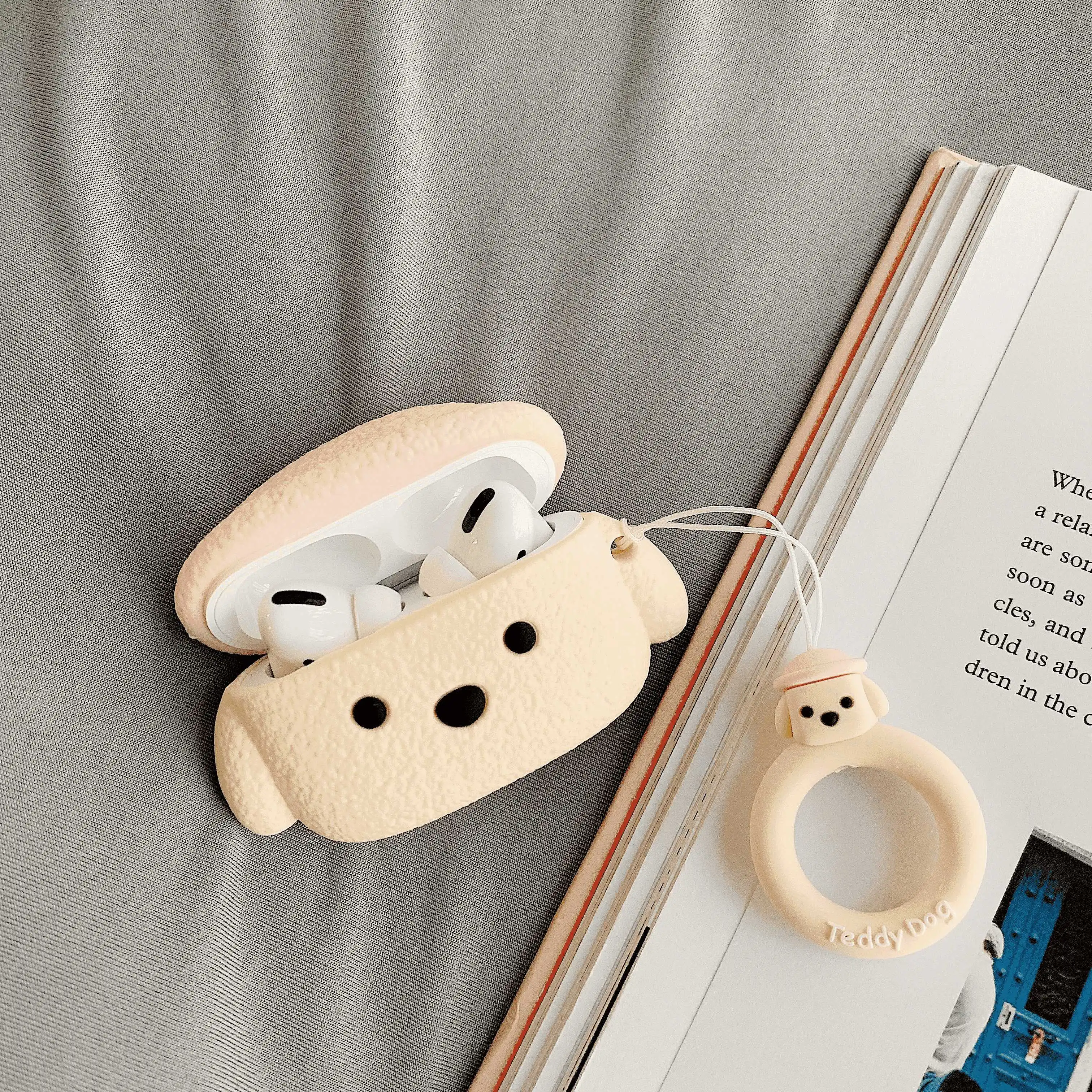 Мягкий беспроводной чехол для наушников Teddy dog Для Apple AirPods Pro силиконовый зарядки