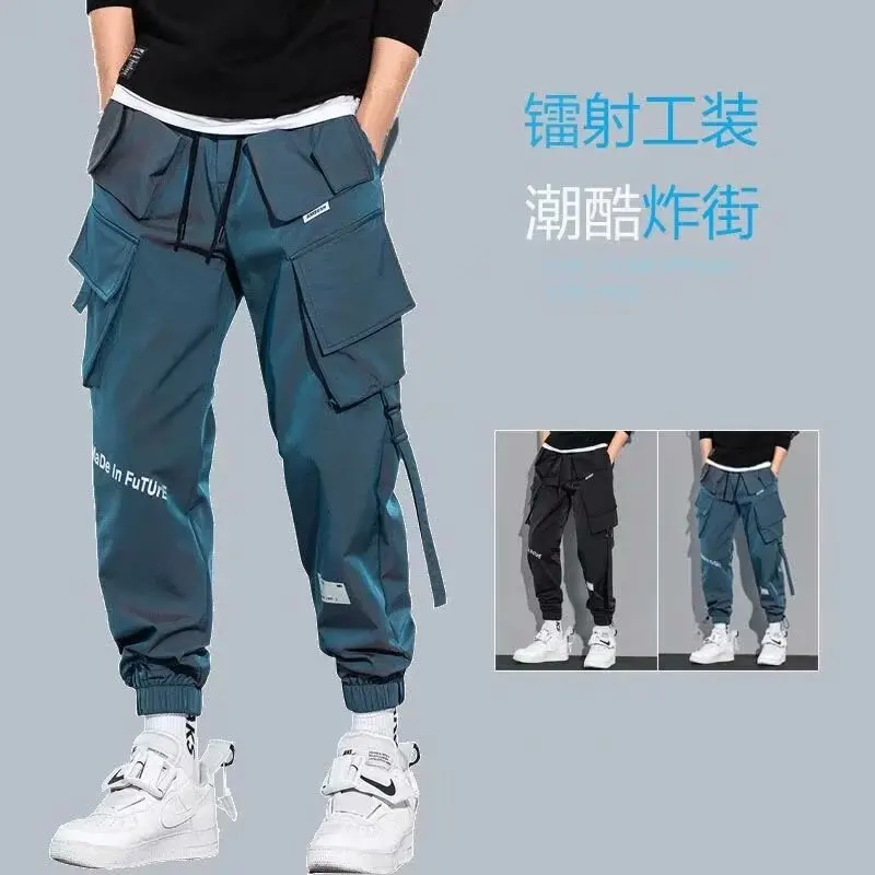 

Streamer overalls men's spring and autumn models handsome functional ins trendy brand pants high street loose feet super fire lo