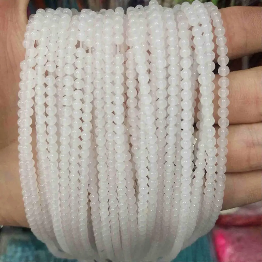 White jade 2 мм 3 мм из натуральных круглых камней бусины розовый кварц аметисты лазурит Агаты бусины из нефрита для самостоятельного изготовления ювелирных изделий браслет ожерелье - Цвет: White jade