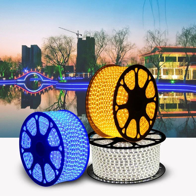 220v неоновый светильник s 60 светодиодов/m Led 5050 Tricrystal яркий Водонепроницаемый