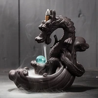 backflow dragon incense burner indoor aromatherapy home decor censer with lucky crystal ball