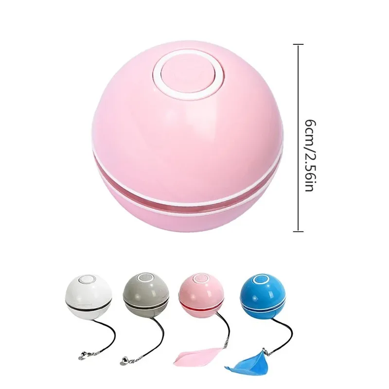 

Smart Cat Toy Ball Colorful LED Rotating Ball With Bell Feather USB Recharge Cat Kitten Toys Interactive Pet Dog Cat Accessories