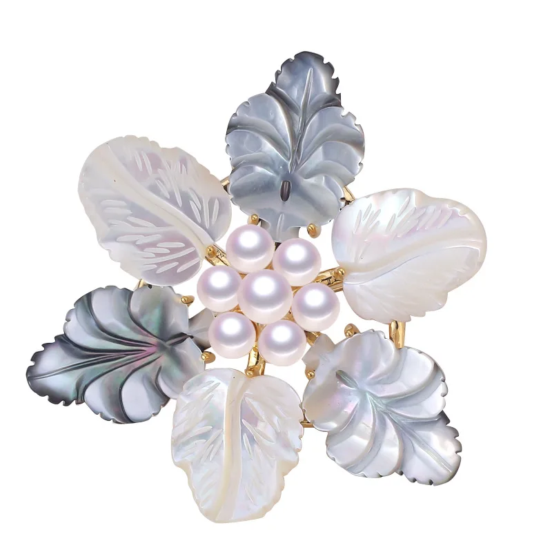 SINZRY Уникальные Элегантные Броши с натуральным пресноводным жемчугом листьями