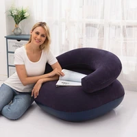 living room inflatable air sofa chair flocking leisure chair folding camping picnic chair armrest flocked lounger pvc seat sofa