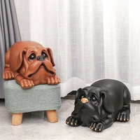 creative resin shar pei dog small seat childrens stool home decoration living room decor accessories bedroom furnishing crafts