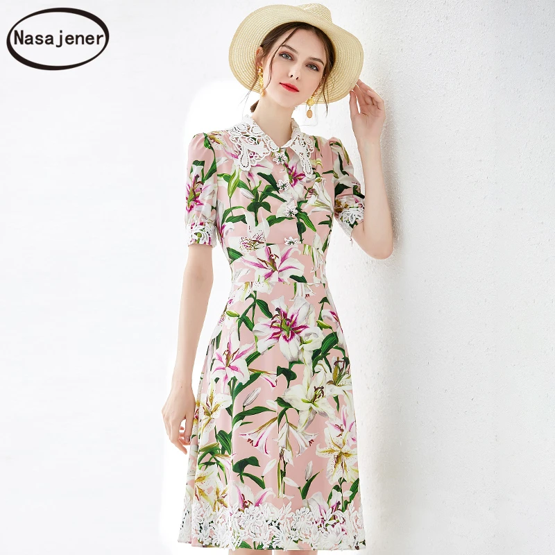 Новое летнее модное подиумное Элегантное повседневное платье средней длины с