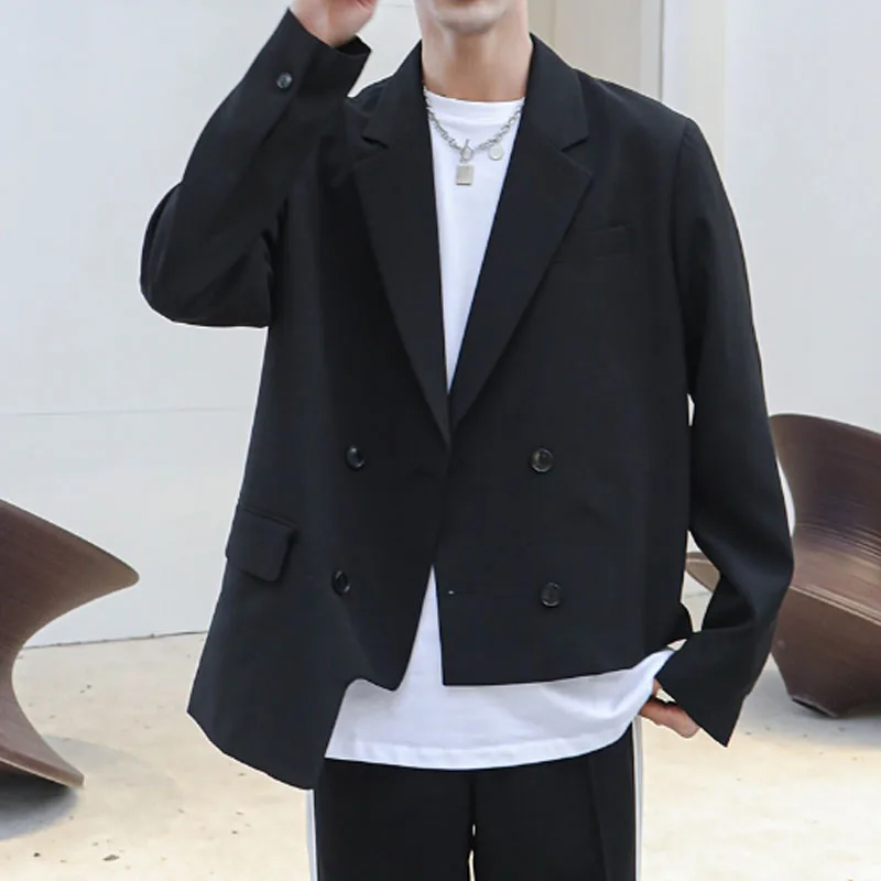 Мужской ассиметричный Двубортный повседневный костюм мужской пиджак Япония
