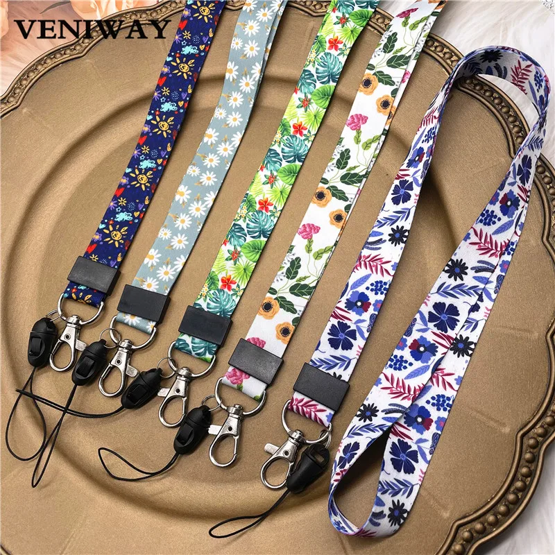 

VENIWAY New Pattern Hot Keychain Neck Strap Rope Mobile Phone Charm Lanyard For Keys Keychain For Women Bag Car Keyring Charms