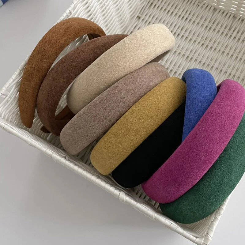 

2021 Female Plush Padded Headband for Women Solid Velvet Sponge Hair Hoop Hairband Girls Wash Face Hair Accessories Headwear