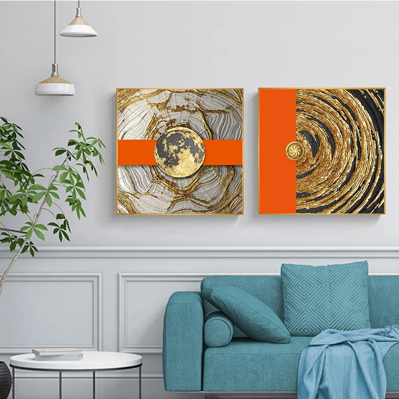 

Abstract Wall Art Pictures Golden Leaf Luxury Posters And Prints Canvas Painting For Living Room Nordic Home Decoration