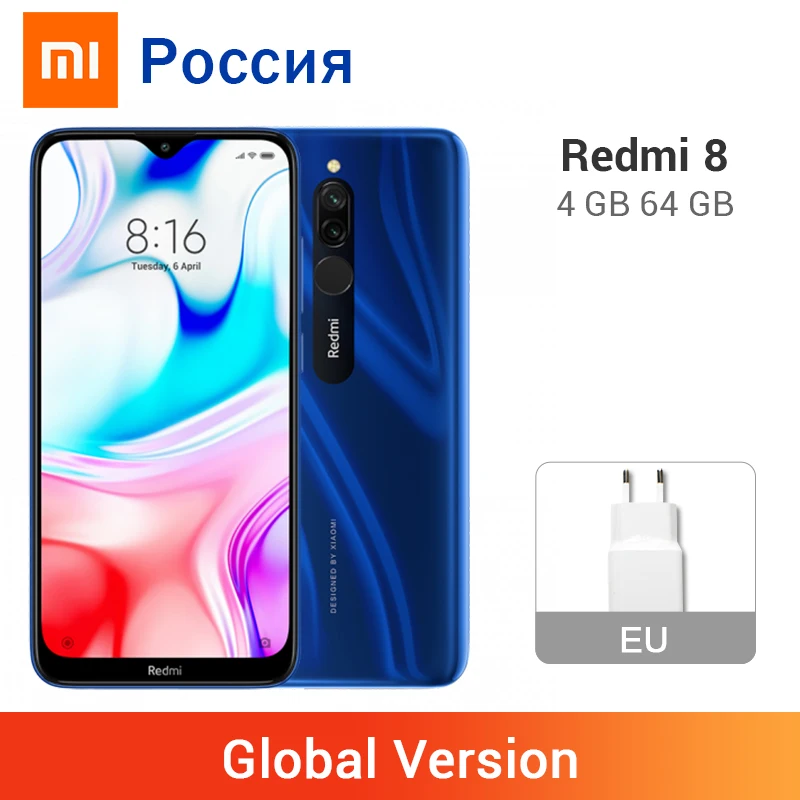 Глобальная версия Xiaomi Redmi8 4 Гб RAM 64 ROM Redmi 8 5000 мАч большая батарея Snapdragon 439