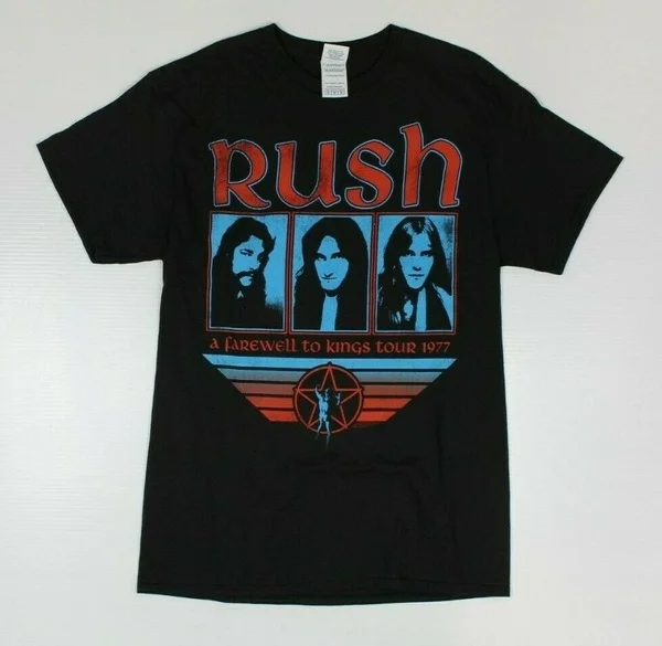 

Rush Farewell To Kings Tour 1977 Distressed Black T-Shirt New! (4C3