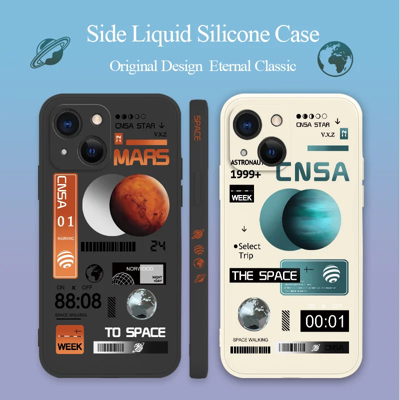 

Blue Planet Liquid Silicone Phone Case For iPhone 13 12 Pro Max Mini 11 Pro Max X XR XS MAX SE2020 8 7 Plus 6 6S Plus Back Cover