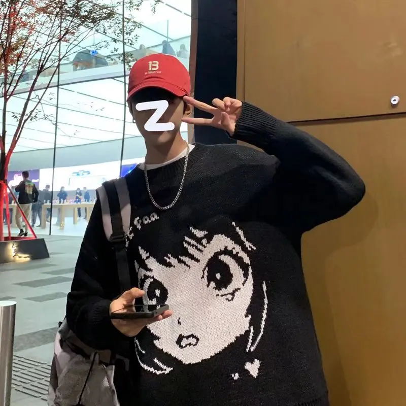 

Новинка Осень-зима в гонконгском стиле свитер мужской брендовый свободный утепленный свитер