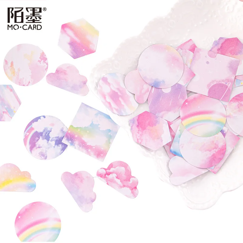 

46 шт./коркор. милые наклейки с розовым небом и облаками для девочек, эстетический альбом, материал для рукоделия, канцелярские принадлежност...