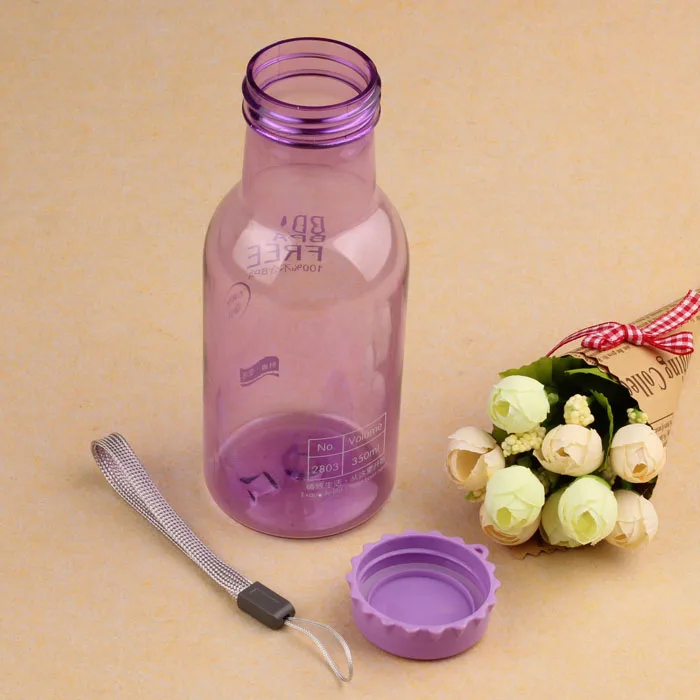 

New Portable Leak proof Bike Sports 350ml Transparent Water Bottle Purple Outdoor Running Camping Juice Water Bottles 2021#40