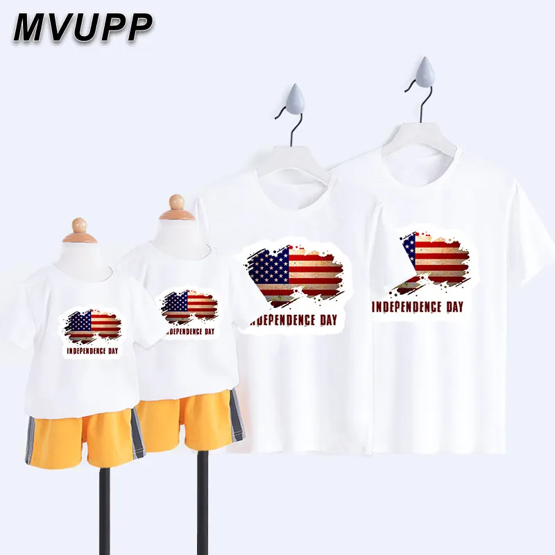 

MVUPP Dad Mom Baby Tshirts Family Looking Matching Outfits T Shirt Mother Daughter Short Sleeves Father Son Clothes White Summer