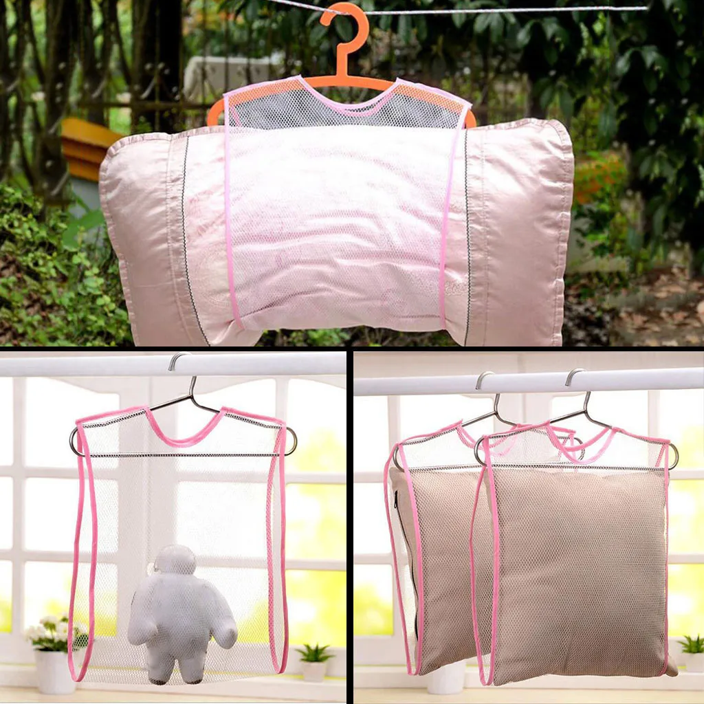 

2Pcs Drying net windproof drying rack Fine mesh print Multifunctional pillow toys sun Underwear drying pillow net bag hanging ra