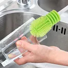 Силиконовая щетка для чистки бутылок, чашек, кухонный очиститель для мытья бутылок, щетка, ручка, чистящая посуда, щетка, стекло # Y5