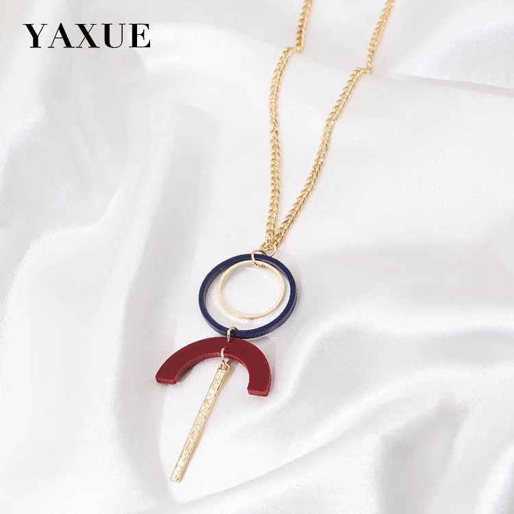 Круглые амулеты акриловый ацетат лист кулон кисточки длинная цепь женское