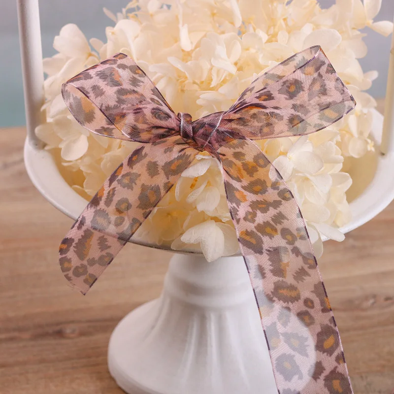 Декоративная сетчатая лента с леопардовым принтом гепарда для банта материал