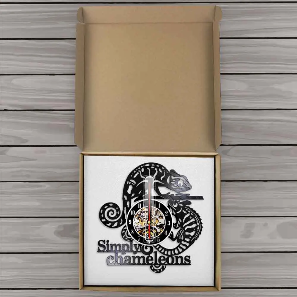 Просто Хамелеон 3D настенные часы под рептилию экзотические животное Виниловая