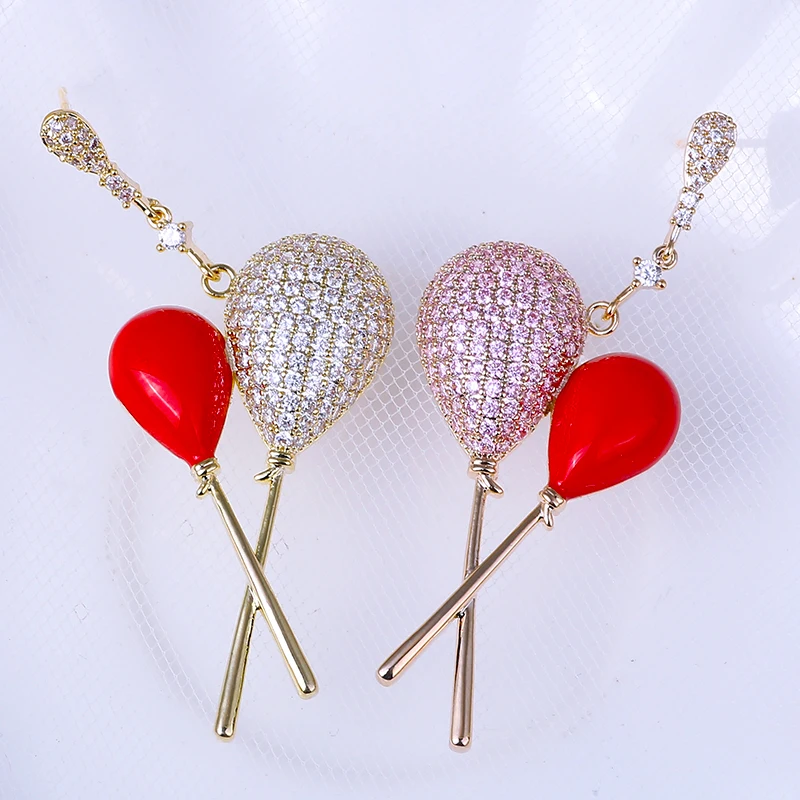 Серьги-капли с горячим воздушным шаром роскошные серьги кубическим цирконием