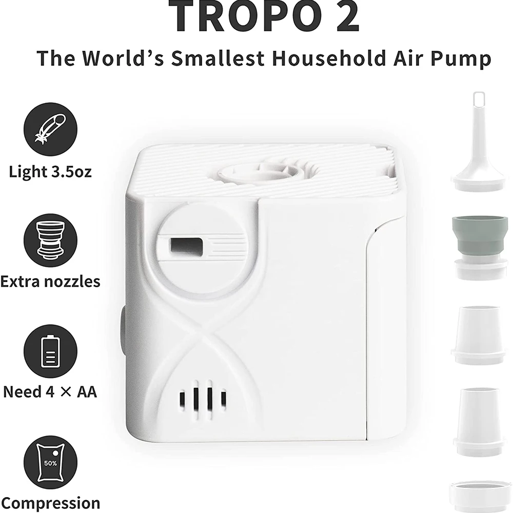 FLEXTAILGEAR TROPO 2 Portable Tiny Air Pump Compressor Inflator for Camping/Air Bed/Air Float/Pool Toys/Vacuum Bags/Air Mattress | Спорт и