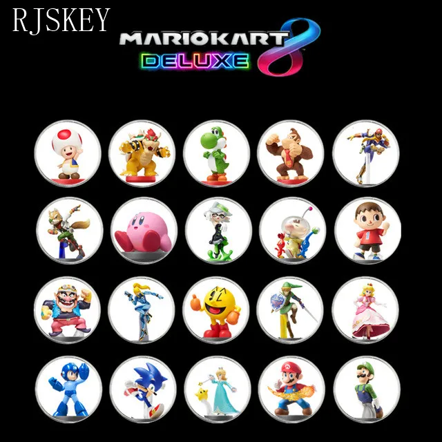 20Pcs Mario Kart 8 Набор 23 шт. легенда о Зельде Дыхание Дикого NFC Коллекционная монета тег Amiibo карты Ntag215 тег включает юную ссылку - Цвет: 20Pcs Mario Kart 8