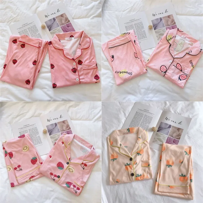 

Pajamas Set For Women Printed Casual Pijama Suits Lapel Comfortable Autumn New Cardigan Two-Piece Suit Home Service