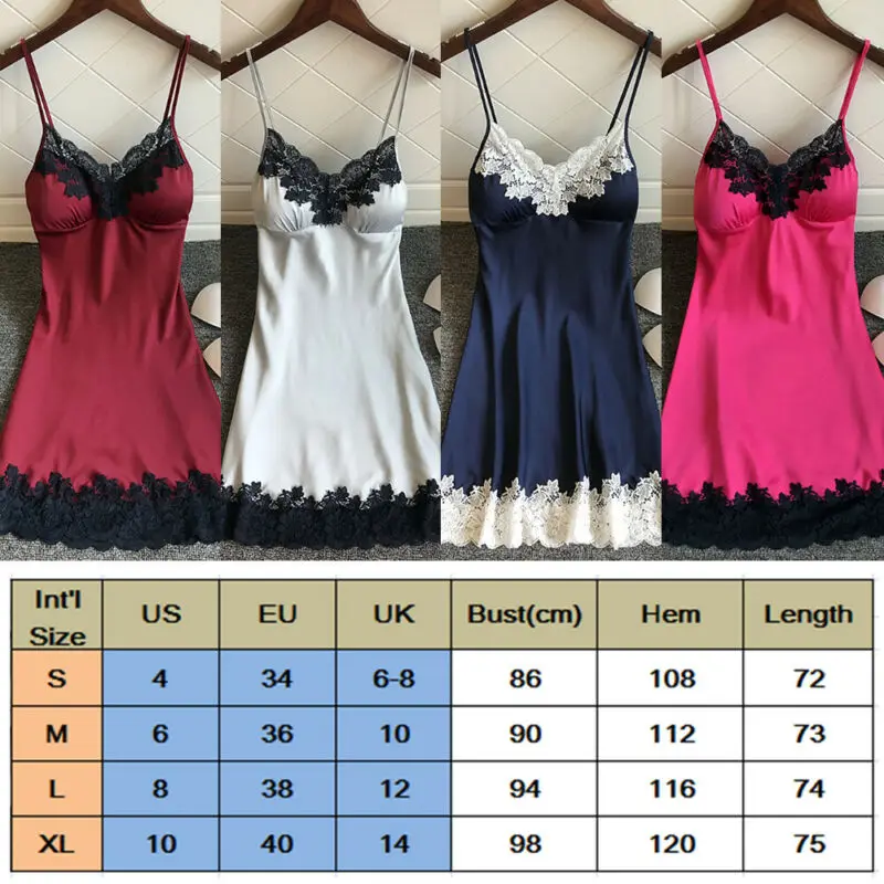 

Sexy Women Lingerie Silk Lace Sleepwear Backless Short Mini Dress Nightdress Nightgown Babydoll Strap Solid Color Sleepwear
