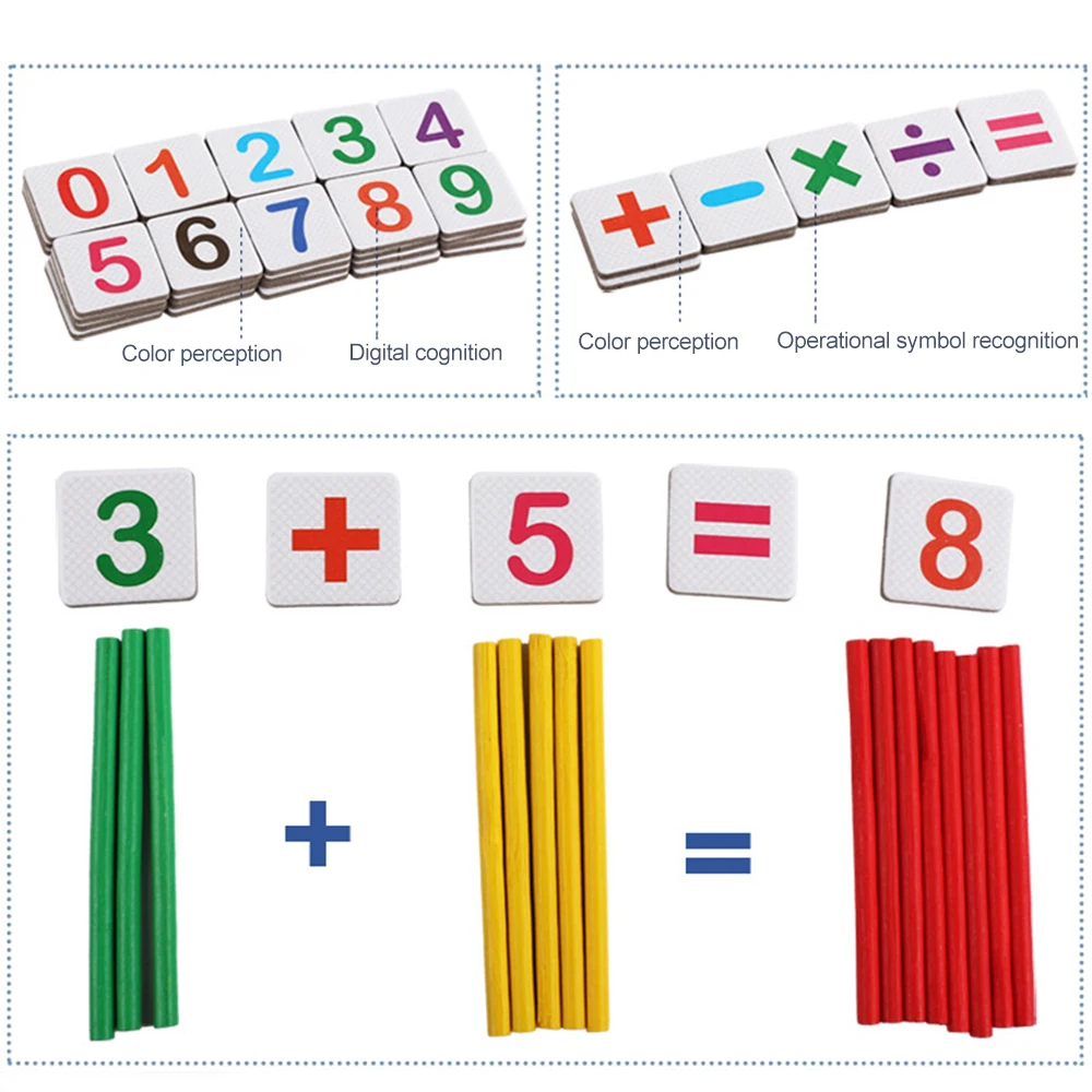 Children Wooden Toy Mathematics Numbers Sticks Digital Pairing Toys Kids Early Learning Counting Educational Box Gift | Игрушки и хобби