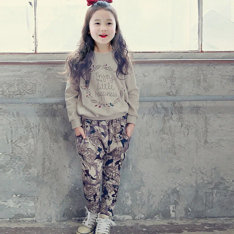 Весенне осенний комплект одежды для девочек Новинка 2019 г. Повседневная хлопковая