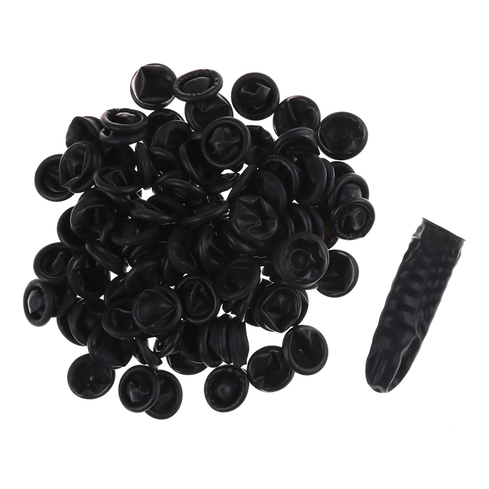 

100 Pcs Disposable Fingertips Protector Gloves Latex Non-slip Finger Cover Cots black Durable Protector Gloves Nail Art fingerti