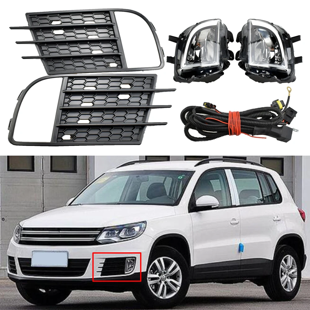 

1 пара, противотумансветильник фары для переднего бампера автомобиля Tiguan 2013 2014 2015 2016 2017