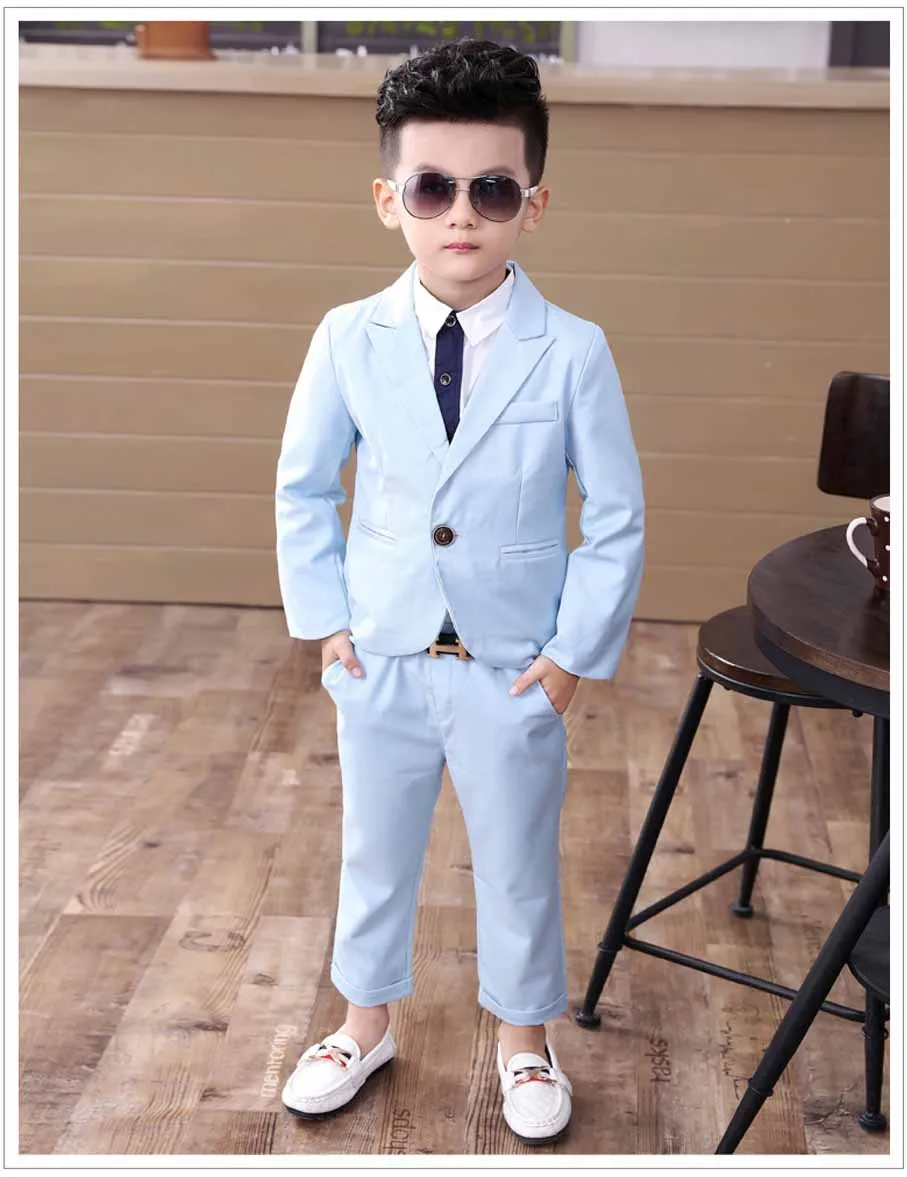 Официальный костюм для мальчиков пиджак одежда Детский брюки из двух частей