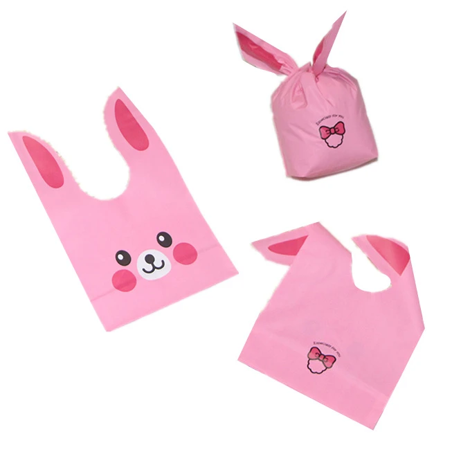 100pcs Cute Bear Rabbit Ear Cookie Bag Gift Bag Candy bag Biscuits Snack Baking Package Wedding Favors Gifts Party decoration