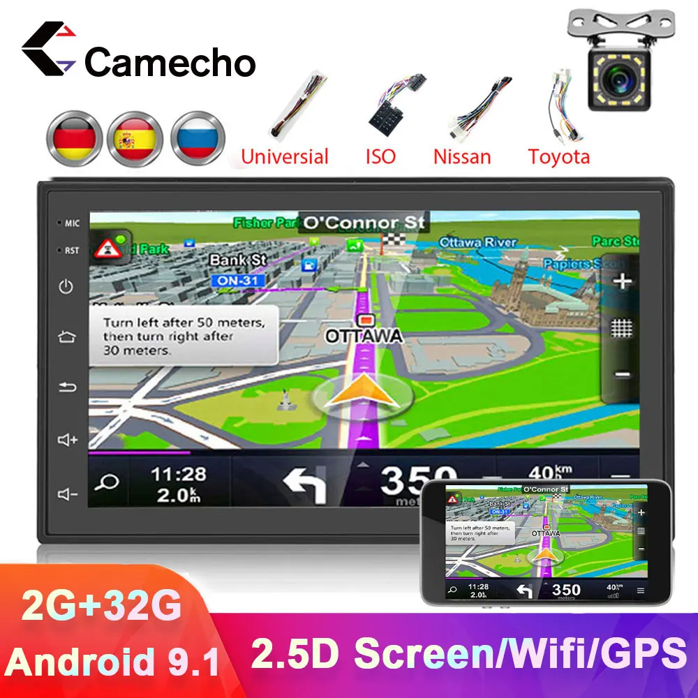 Автомагнитола Camecho 2 Din Android 9 1 автомобильная стереосистема мультимедийная