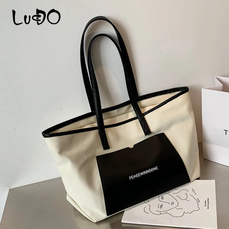 

LUCDO 2020 летняя холщовая вместительная сумка-тоут, повседневная сумка для покупок, модная Наплечная Сумочка, женская сумка для пляжа